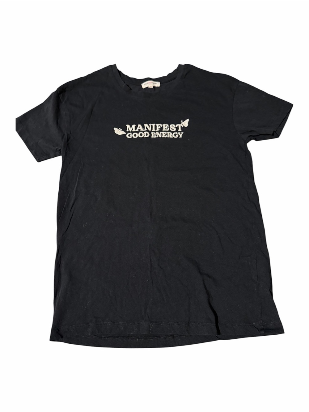 Attitude Not Included XS Manifest Good Energy Butterfly Graphic Tee Black